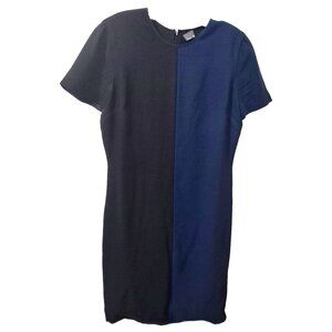 Fendi Women's US 2 (Ita 38) Round Neck Short Sleeve Color Block Silk Blend Dress